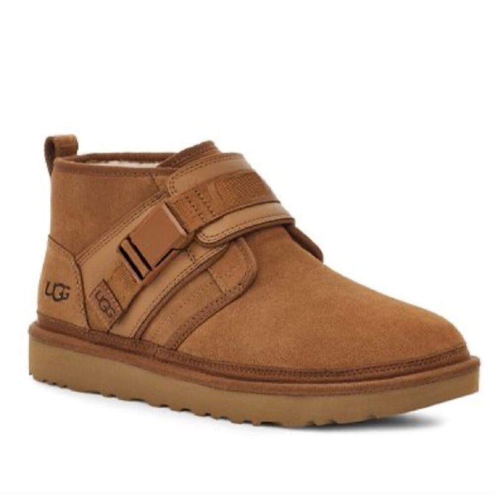 NEW UGG Brown Tan Suede Fur Lined Neumal Boot Slip On Chukka Ankle Booties  9